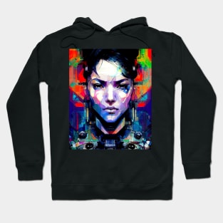 Glitch Cyberpunk Android Girl Hoodie